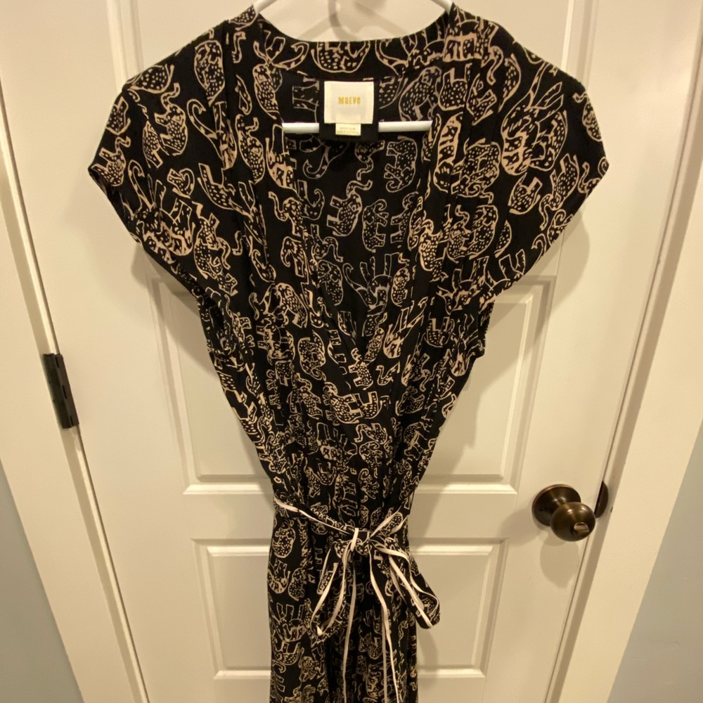 Elephant print pseudo wrap dress by Maeve